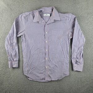 Peter Manning NYC Shirt Mens Size 4 Orange Blue Plaid Button Down Long Sleeve